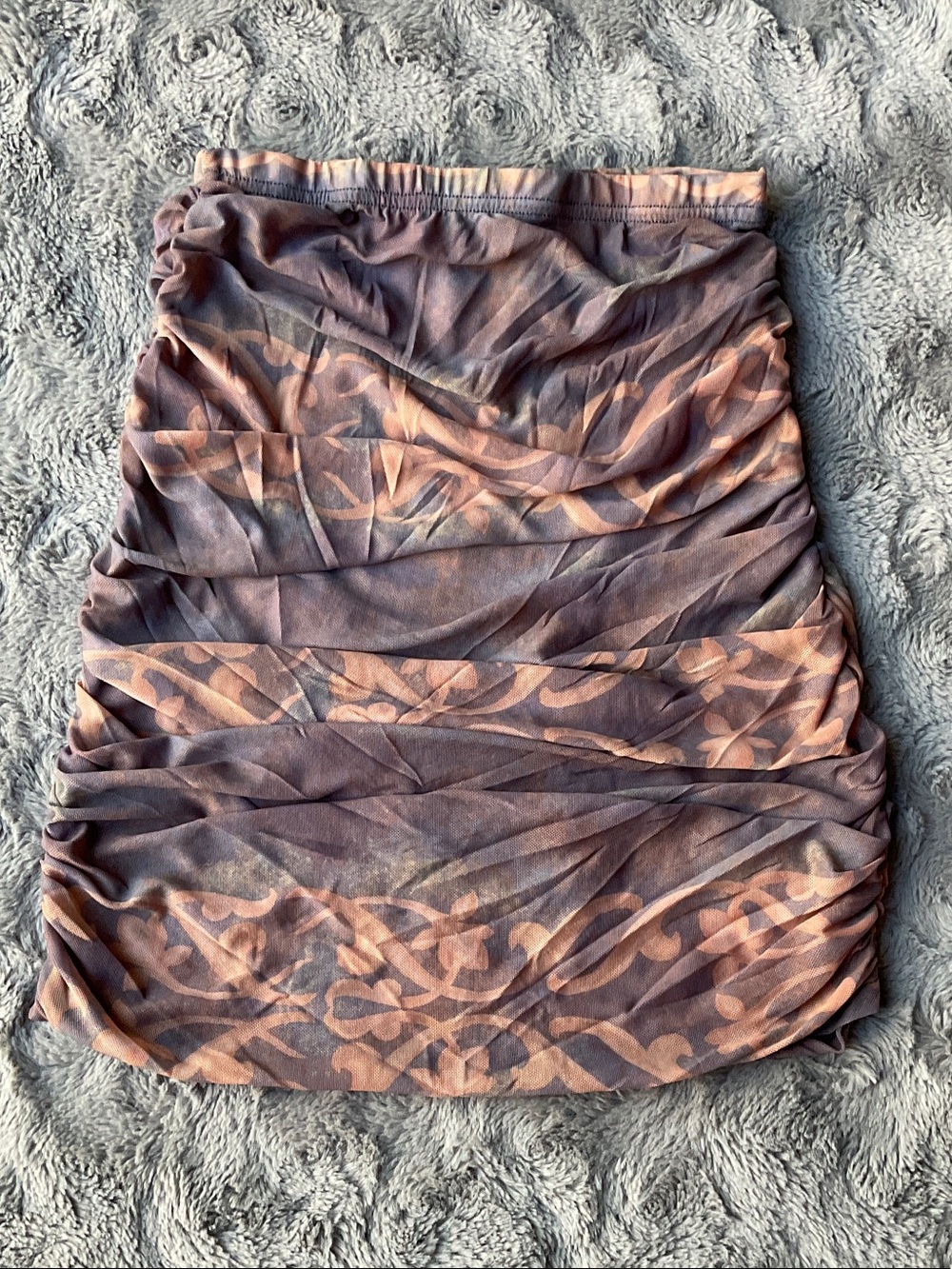 Ruched sheer Swim Coverup Skirt in Peach and grey